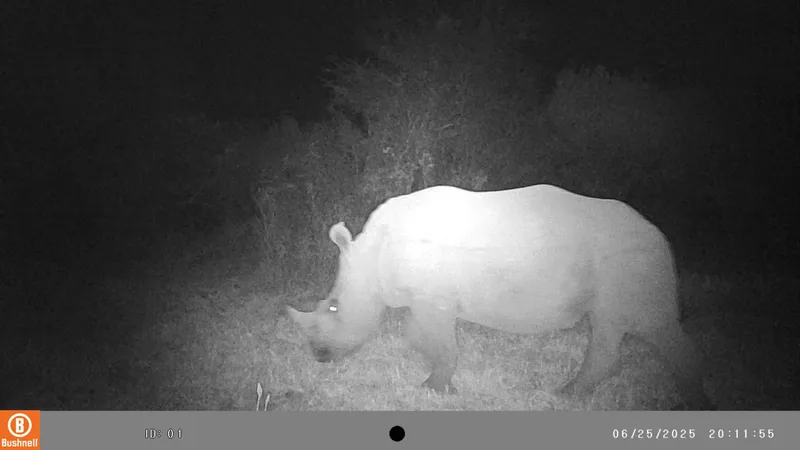 Secrets of the bush revealed! Trail cameras outside Thorn Tree Bush Camp capture rhino, hyena, elephant & more on their nightly adventures.