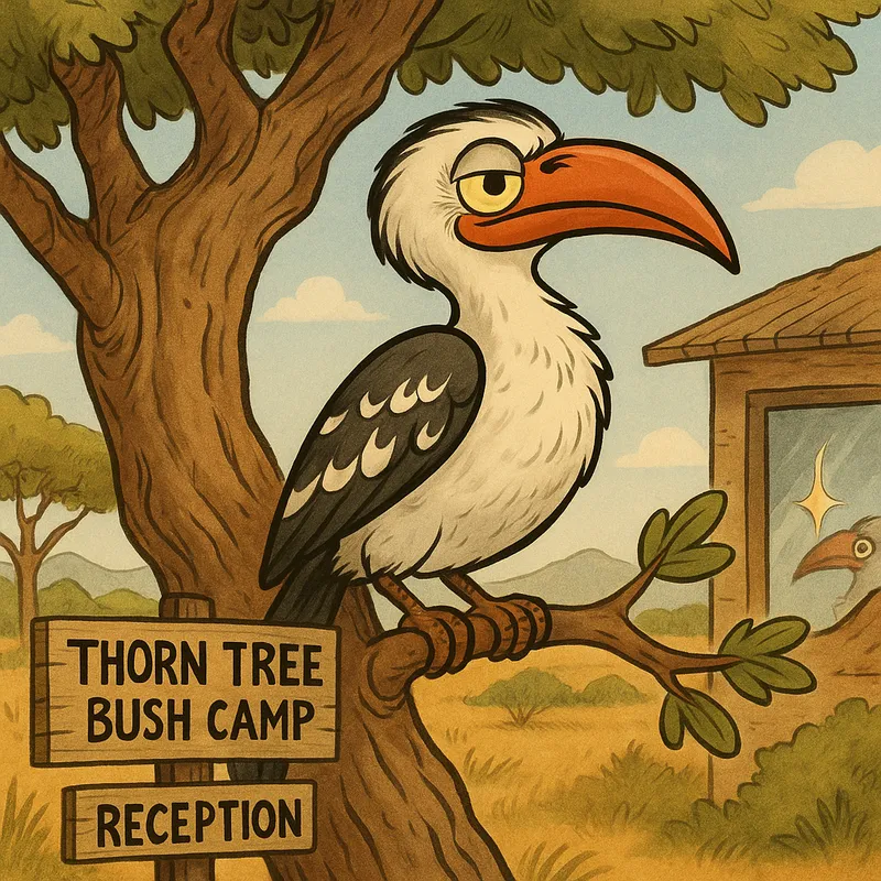 Die Rooibek Rebelle is ’n parmantige rooibekneushoring-paartjie wat jaar na jaar hul nes maak in die Lekkerruikpeul voor ontvangs by Thorn Tree Bush Camp.